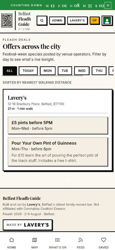 Fleadh offers with day filter